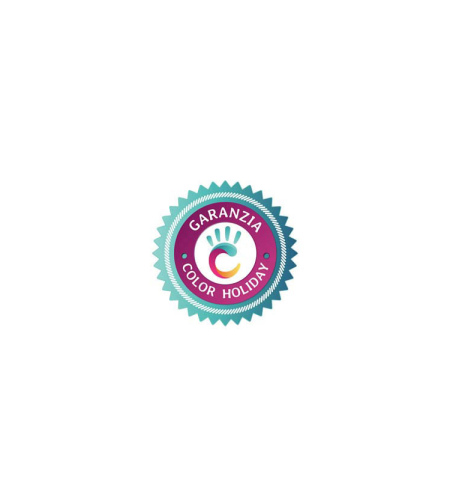 Logo con scritta 'Garanzia Color Holiday' e mano stilizzata su sfondo colorato.